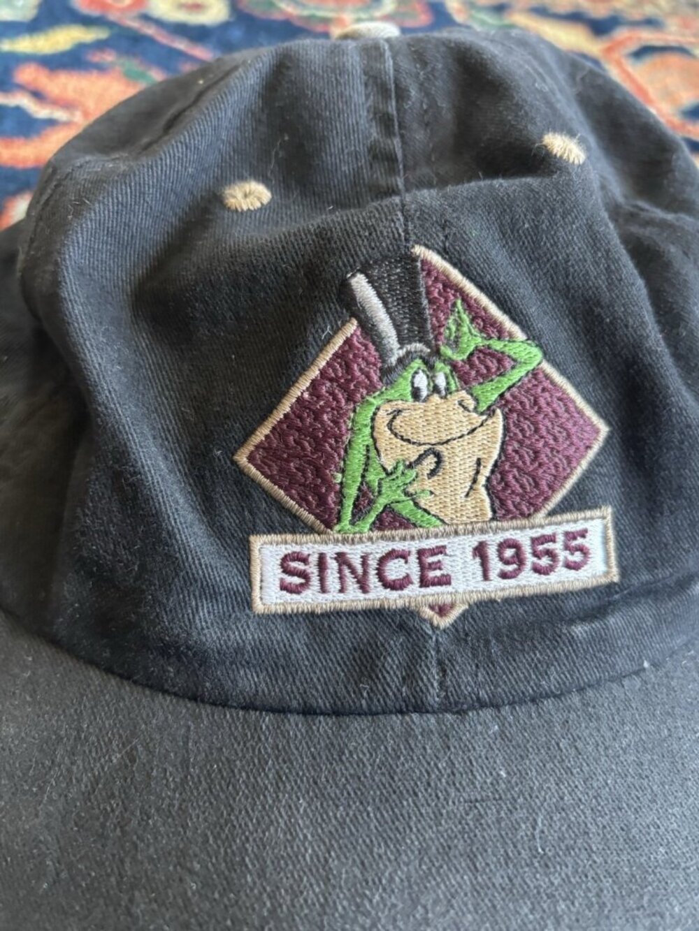 Looney Tunes Wile E Coyote Acme Hat Since 1955 Black Snapback Frog - Picture 2 of 8
